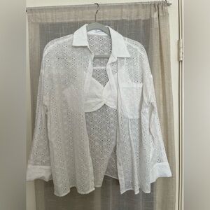 Eyelet shirt set